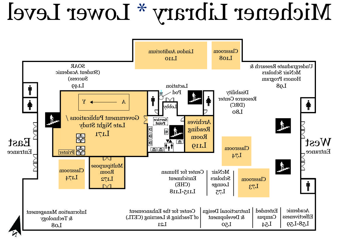 Map of Michener Library lower level